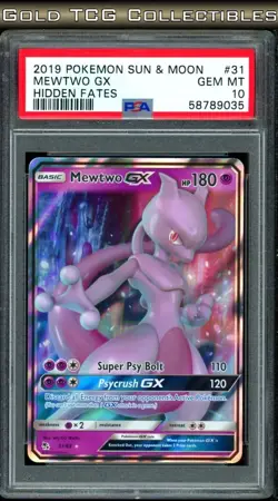 PSA 10 ⭐ Pokemon Mewtwo GX 31 Hidden Fates Sun Moon 2019 Graded Card - Image 1