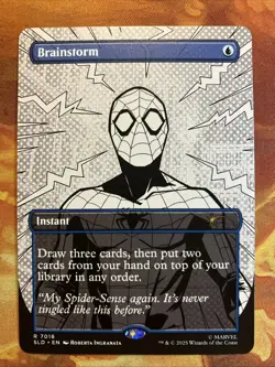 MTG Borderless Brainstorm (7016) Secret Lair: X Marvel's Spider-Man Near-Mint!! - Image 1