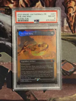 Magic the Gathering LTR The One Ring (Borderless) Scene Foil PSA 8 - Image 1