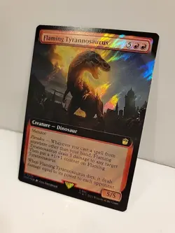 FLAMING TYRANNOSAURUS, Extended Art, Surge Foil, MTG, Dr Who, R 976, NM - Image 3