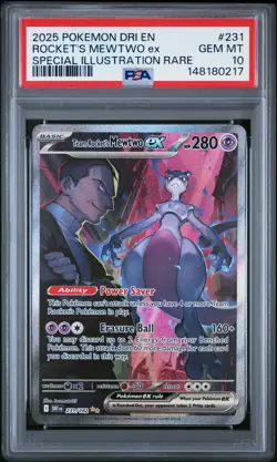 2025 POKEMON DRI EN-DESTINED RIVALS #231 TEAM ROCKET'S MEWTWO EX PSA 10 - Image 1
