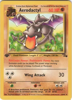 Aerodactyl 16/62 Rare Fossil Pokemon 1st Edition LP - Image 1
