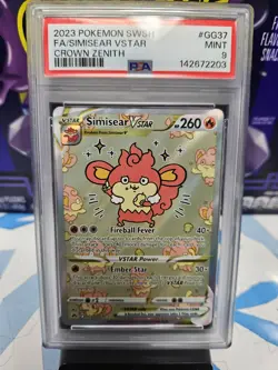 2023 Pokemon Crown Zenith Simisear VSTAR GG37/GG70 PSA 9 - Image 1