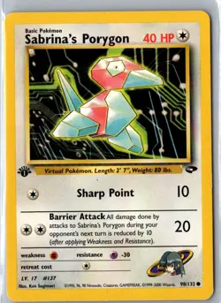 SABRINA'S PORYGON 98/132 COMMON GYM CHALLENGE POKEMON LP 1st Edition - Image 1