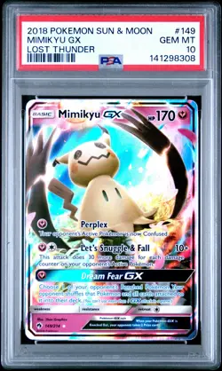 2018 POKEMON SUN & MOON LOST THUNDER #149 MIMIKYU GX PSA 10 - Image 1