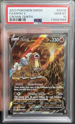 Pokemon Entei V GG36 Crown Zenith Galarian Gallery Full Art PSA 10 - Image 1