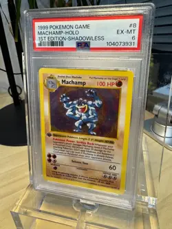 1999 Pokemon Machamp Holo Shadowless 1st Edition Base Set 8/102 PSA 6 EX-MT - Image 1