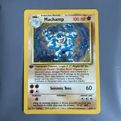 Machamp 8/102 LP 1st Edition Holo Rare Pokemon TCG Base Set 1999 Vintage - Image 1