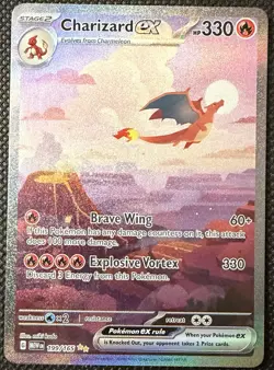Pokemon Charizard EX 199/165 Scarlet & Violet 151 Special Illustration Rare - LP - Image 1