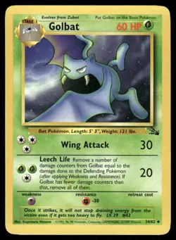 Pokemon Cards Golbat 34/62 Unlimited Fossil Uncommon NM - Image 1