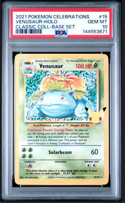 Pokemon PSA 10 GEM MINT Celebrations Venusaur 15/102 Classic Collection Holo - Image 1