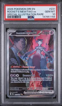 Pokemon Team Rocket's Mewtwo ex Destined Rivals Special Illustration Rare PSA 10 - Image 1