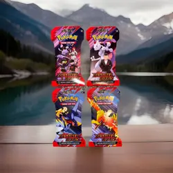 Pokemon SV: Destined Rivals Sleeved Booster Pack Art Bundle. Set of 4 Packs. - Image 1