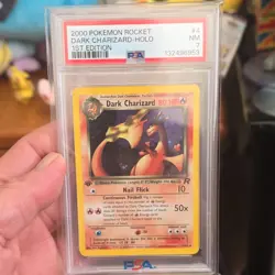 Pokemon 2000 Team Rocket Dark Charizard 1st Edition Holo Rare PSA 7 4/82 - Image 1
