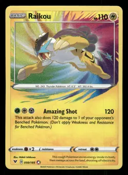 Pokemon Raikou Amazing Rare SWSH04: Vivid Voltage 050/185 NM Holo - Image 1