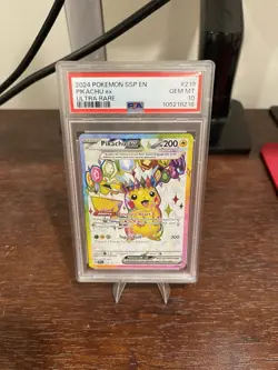 Pokemon Pikachu Ex Ultra Rare Holo Sv08 Surging Sparks 219 PSA 10 2024 - Image 1