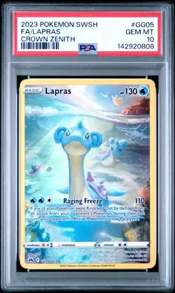 2023 POKEMON SWORD & SHIELD CROWN ZENITH #GG05 FULL ART/LAPRAS PSA 10 - Image 1