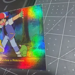 Pokemon Topps EP3 Ash Catches a Pokemon TV Animation Rainbow Foil Blue Logo - Image 2
