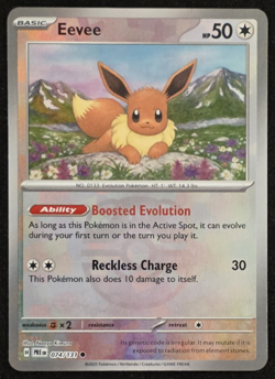 Eevee 74/131 Master Ball Pokemon Prismatic Evolutions NM - Image 1