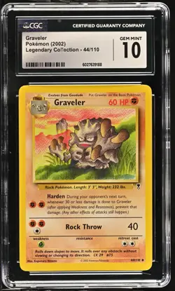 2002 Pokemon Legendary Collection Graveler CGC 10 44/110 - Image 1
