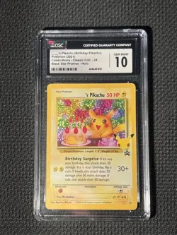 CGC 10 Birthday Pikachu Holo 24 Celebrations Classic Collection Pokemon Gem Mint - Image 1