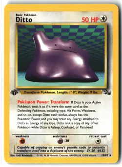 Ditto ⭐ 18/62 1st Edition Rare WOTC Fossil 1999 Pokemon NM - Image 1
