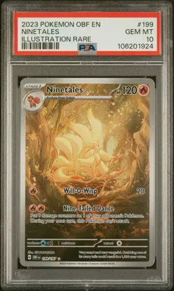 2023 POKEMON OBF EN-OBSIDIAN FLAMES ILLUSTRATION RARE #199 NINETALES PSA 10 - Image 1