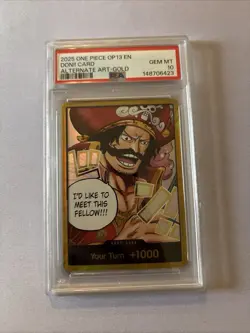 2025 ONE PIECE OP13-CARRYING ON HIS WILL ALTERNATE ART-GOLD DON!! CARD PSA 10 - Image 1