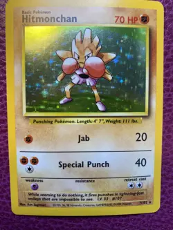 Pokemon Card TCG Hitmonchan Holo Rare Card Base Set 7/102, 1999 LP - Image 4