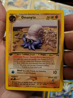 Pokemon Card-Omanyte 60/75-Neo Discovery-1ST EDITION-common-Mint Condition - Image 1