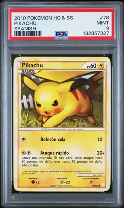 2010 POKEMON HEARTGOLD & SOULSILVER SPANISH #78 PIKACHU PSA 9 - Image 1
