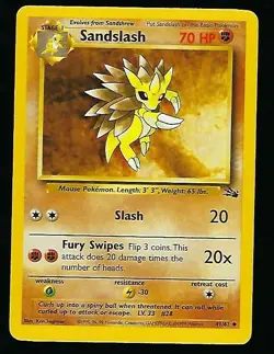Sandslash 41/62 - 1999 Fossil Set Pokemon Card - Rare Non Holo - NM/M - Image 1