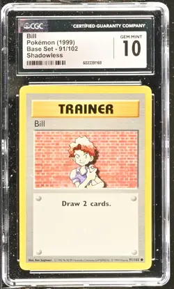 1999 Pokemon Base Set Bill CGC 10 91/102 - Image 1