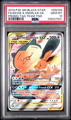 2019 POKEMON SM BLACK STAR PROMO #SM169 FULL ART/EEVEE & SNORLAX GX PSA 10 - Image 1