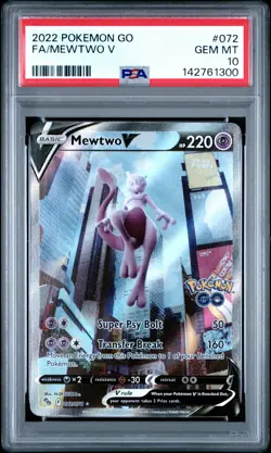 2022 POKEMON GO #072 FULL ART/MEWTWO V PSA 10 - Image 1