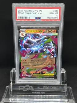 2025 POKEMON PFL EN-PHANTASMAL FLAMES #013 MEGA CHARIZARD X EX PSA 10 - Image 1