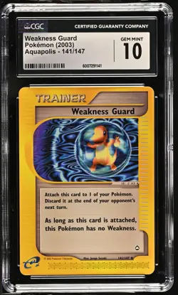 2003 Pokemon Aquapolis Weakness Guard CGC 10 141/147 - Image 1