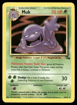 Pokemon Cards Muk 28/62 Unlimited Fossil Rare LP - Image 1