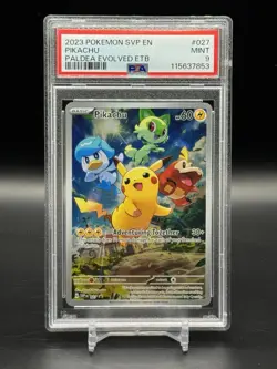 Pokemon Pikachu #027 Black Star Promo 2023 SV Paldea Evolved ETB PSA 9 Mint - Image 1