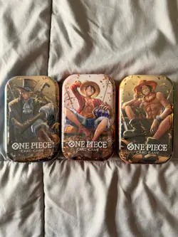 One Piece TCG OP-13 Tin Pack Set Vol. 2 Lot of 3-New/Sealed - Luffy, Sabo, Ace - Image 1