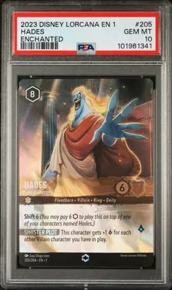 2023 DISNEY LORCANA EN 1-THE FIRST CHAPTER #205 HADES - KING OF OLYMPUS PSA 10 - Image 1