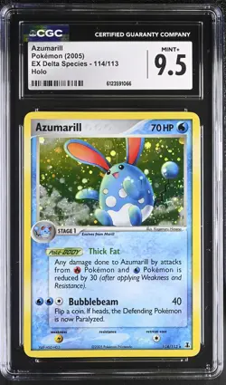 CGC 9.5 MINT+ Azumarill 2005 EX Delta Species 114/113 Holo Pokemon Card - Image 1