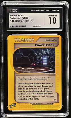 2003 Pokemon Aquapolis Power Plant CGC 10 139/147 - Image 1
