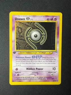 Mint/NM Unown H 28/105 1st Edition Neo Destiny Non Holo Rare Pokemon Card - Image 2