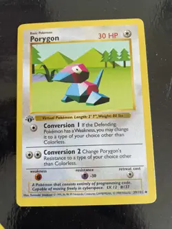 Pokemon Card Porygon Shadowless Base Set 1st Edition Uncommon 39/102 Near Mint - Image 1