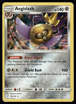 Pokemon Cards Aegislash 109/181 Team Up Sun & Moon Holo Rare NM - Image 1