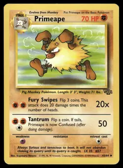 Pokemon Cards Primeape 43/64 Unlimited Jungle WOTC Uncommon LP - Image 1