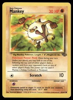Pokemon Cards Mankey 55/64 Unlimited Jungle WOTC Common LP - Image 1