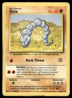 Pokemon Cards Onix 56/102 UNLIMITED Base Set WOTC Common LP - Image 1