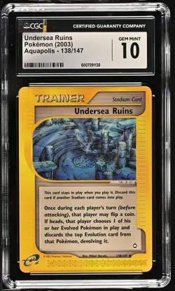 2003 Pokemon Aquapolis Undersea Ruins CGC 10 138/147 - Image 1